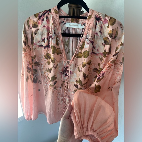 SOLD!! Zimmermann Women's Rosa Floral Tie-Neck Blouse Size 1 US 6-8 New - Picture 15 of 16